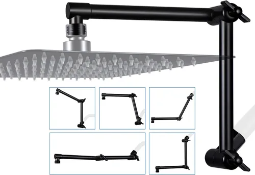 Vista 12 de G-Promise Brazo de Extensión para Cabezal de Ducha de 13 Pulgadas, Extensor de Latón Macizo Ajustable en Altura y Ángulo, Eleva o Baja la Ducha