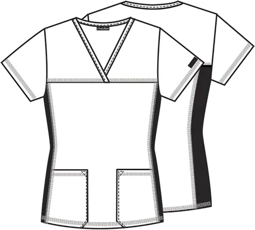 Vista 5 de Cherokee Flexibles Mujeres Scrubs Top V-Cuello Knit Panel CK624, Floral Mystique