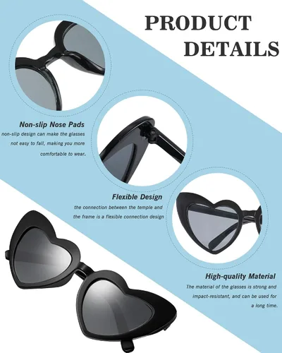 Vista 3 de Hoteam 100 pares de lentes de sol en forma de corazón, gafas de sol de despedida de soltera a granel, decoraciones de despedida de soltera