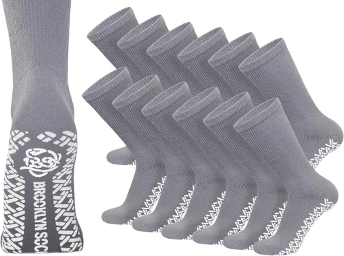 Vista 9 de Calcetines Brooklyn de algodón antideslizantes para diabéticos con neuropatía, sin apretar, control de tracción, paquete múltiple Negro - 12 pares