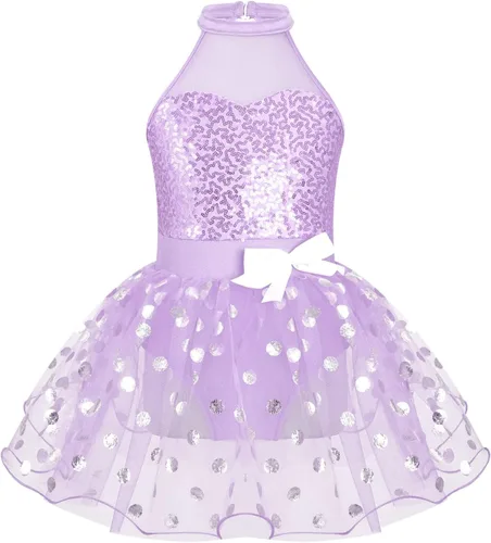Vista 69 de CHICTRY Vestido tutú de ballet con lentejuelas brillantes para niñas y niñas, moderno disfraz de baile latino de jazz
