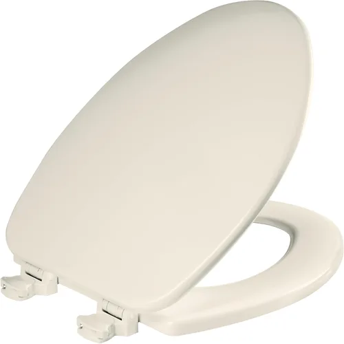 Vista 9 de Asiento de inodoro CHURCH, bisagras de liberación de limpieza fácil para limpiezas profundas, asiento de madera esmaltada duradera, alargado, blanco