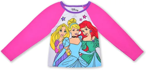 Vista 2 de Disney Rapunzel, Cenicienta y Ariel - Conjunto de camisa de manga larga y pantalón deportivo para niñas pequeñas y niños pequeños, rosagris
