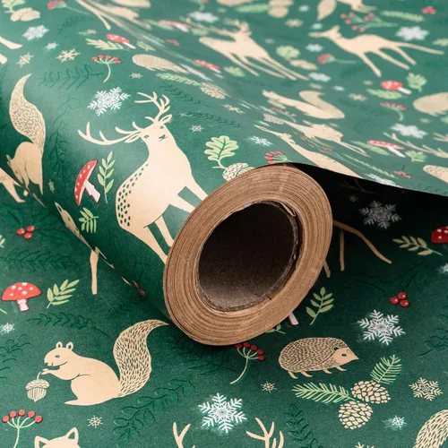 Vista 9 de RUSPEPA - Papel para envolver regalos de Navidad, rollo jumbo de papel kraft - Diseño de piña negra para envolver regalos navideños - 30 pulgadas x