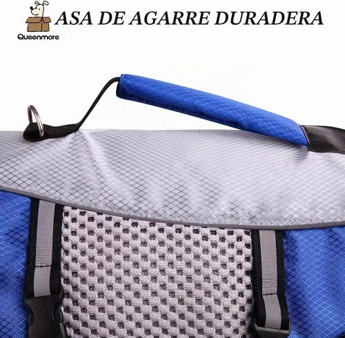 Vista 3 de Chaleco salvavidas para perros, chaleco de natación, ligero, altamente reflectante, para mascotas, con asa de elevación y anillo para correa