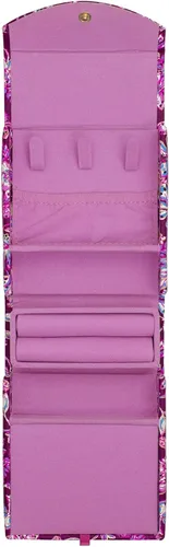 Vista 3 de Lilly Pulitzer Organizador de joyas de viaje, joyero de cuero vegano para mujer, bonito organizador de joyas para collares, anillos, pulseras, rollo