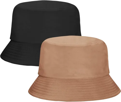 Vista 2 de Rosoz Paquete de 1 y 2 sombreros de pescador para mujeres y hombres de verano para viajes a la playa, sombrero de sol al aire libre, sombreros