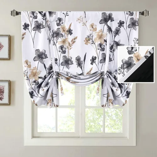 Vista 18 de H.VERSAILTEX Cortinas cortas 100% opacas para ventana de cocina, cortinas de amarre de eficiencia energética, bolsillo para barra, cubierta