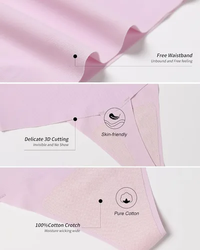 Vista 5 de DEANGELMON Tanga sin costuras para mujer, tanga, ropa interior para entrenamiento, cintura alta, tanga, paquete múltiple