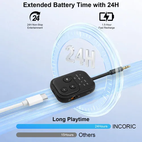 Vista 6 de Receptor transmisor de audio Bluetooth 6.0 Pro 2026 Adaptador Bluetooth para TV/avión/gimnasio/coche/estéreo para el hogar a auriculares