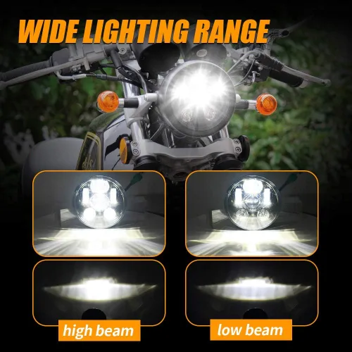 Vista 4 de 5-3/4 5.75 pulgadas LED faro delantero de motocicleta compatible con Harley Davidson Sportster Dyna Low Rider Street Bob lron 883 1200 Softail Wide