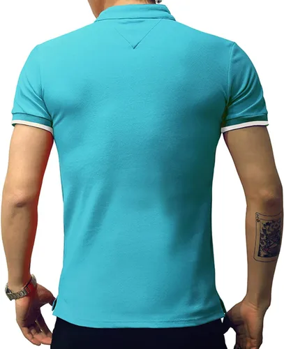 Vista 3 de LOGEEYAR Camisa polo de moda para hombre, de manga larga, ajustada, Henley, ropa de algodón piqué