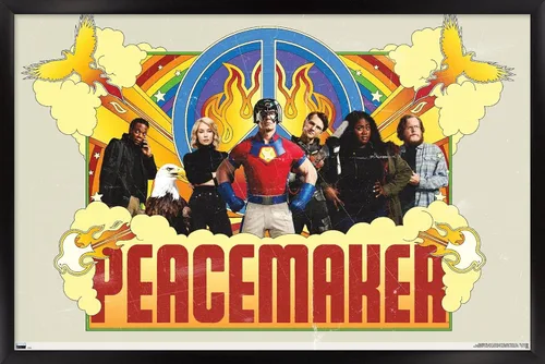Vista 8 de Trends International DC Comics TV Peacemaker - Póster de pared de grupo, 22.4 pulgadas de largo x 14.7 pulgadas, versión enmarcada de madera