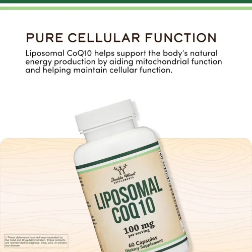 Vista 4 de Suplemento liposomal CoQ10 para antioxidante y apoyo energético (100 mg por porción, suministro de 60 días), probado por terceros, seguro