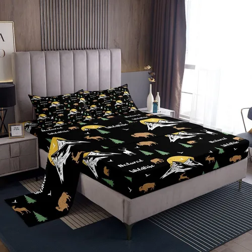 Vista 2 de Erosebridal Happy Camping - Juego de sábanas tamaño individual para niños, diseño de animales del bosque del bosque, para bebés, niños y niñas
