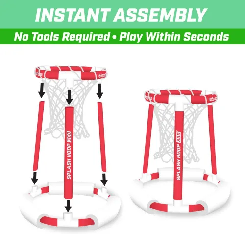 Vista 6 de GoSports Splash Hoop 360 - Juego de baloncesto flotante para piscina - Elija rojo o azul - Incluye aro, 2 pelotas y bomba