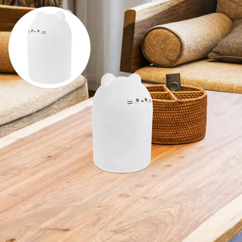 Vista 4 de Ipetboom Bote de basura para niños, con diseño de oso de dibujos animados, mini papelera decorativa para animales, cubo de almacenamiento para Blanco