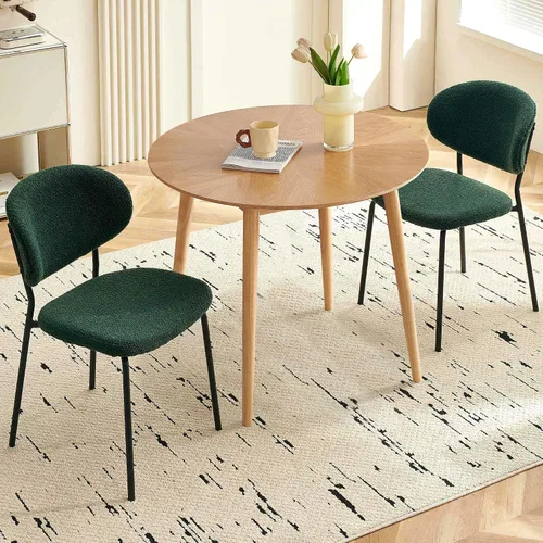 Vista 23 de Homedot Juego de 2 sillas de comedor tapizadas negras, modernas sillas de cocina de mediados de siglo tapizadas con cojín acolchado para comedor