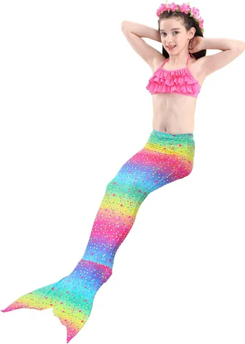 Vista 2 de Traje de baño de cola de sirena para niñas, 3 piezas