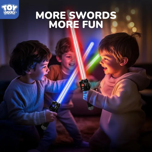Vista 7 de TOY Life Sable iluminado – Paquete de 3 sables de iluminación, espada de sable de luz extensible y plegable, juego de juguetes de sable con sonido