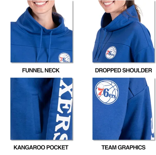 Vista 10 de Ultra Game - Sudadera con capucha de forro polar para mujer de la NBA con cuello de embudo