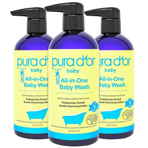 Vista 6 de PURA D'OR Jabón y champú calmante todo en uno de 16 onzas para el cabello y todo el cuerpo, sin desgarros, sin sulfatos, aloe vera natural, fórmula