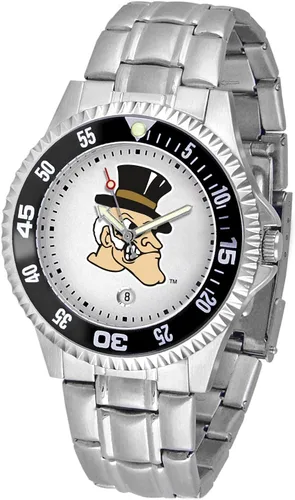 Vista 45 de SunTime Reloj de cuarzo de 1.575 in para hombre, correa de acero inoxidable de 0.787 in, esfera Gameday