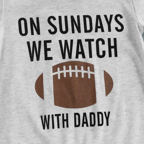 Vista 4 de BULINGNA Mono divertido para el verano con texto en inglés We Watch Football with Daddy