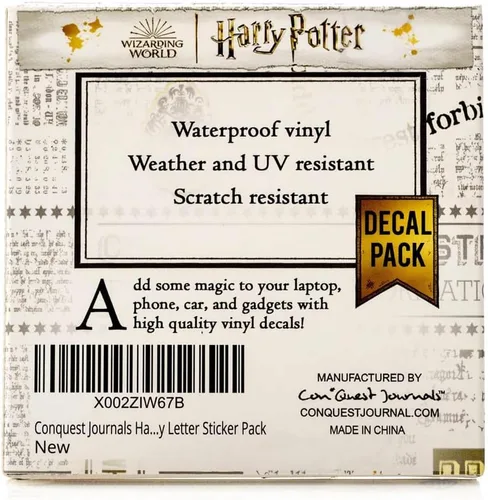 Vista 6 de Conquest Journals Harry Potter Wands At The Ready - Paquete de calcomanías con licencia oficial, juego de 50, impermeable y resistente a los rayos