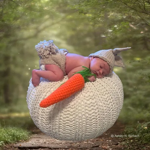 Vista 4 de ISOCUTE Newborn Photography Props Baby Easter Bunny Outfits Handmade Crochet Rabbit Set