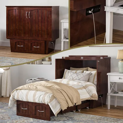 Vista 23 de Atlantic Furniture Nantucket Murphy - Cómoda de cama con estación de carga y colchón, individual, expreso, modelo: AC592141 Espresso