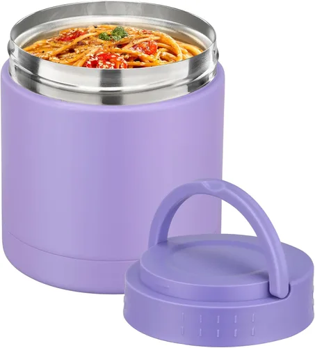 Vista 8 de HWONMTE Termo de sopa de 10.5 onzas para comida caliente, para niños y adultos, tarro de alimentos aislado con asa ancho de boca, recipientes de Azul