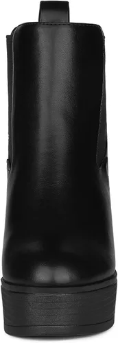 Vista 3 de Allegra K Botines Chelsea de tacón alto con plataforma para mujer