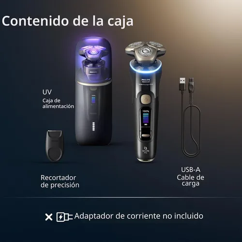 Vista 8 de Philips Norelco Shaver i9000 Prestige Ultra, afeitadora eléctrica en seco y húmedo, tinta negra, tecnología SenseIQ Pro, sistema de triple elevación