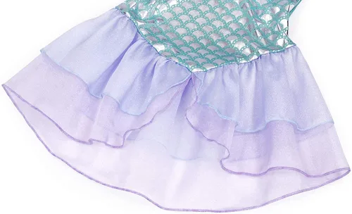 Vista 7 de HenzWorld Little Mermaid Princess Dresses for Girls Mermaid Costume Birthday Party Dress up Outfit Jewels Accessories