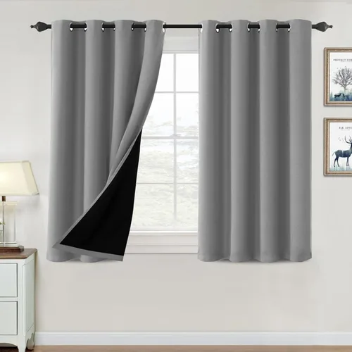 Vista 65 de H.VERSAILTEX Cortinas 100% de opacidad para dormitorio, con aislamiento térmico, cortinas opacas de 63 pulgadas de largo, cortinas de bloqueo