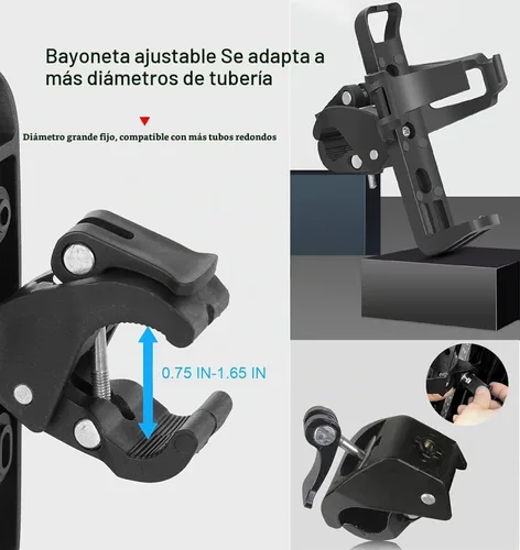Vista 2 de Paquete de 2 soportes para botellas de bicicleta, soporte universal para botella de agua, soporte para botella de agua para bicicleta, cochecito