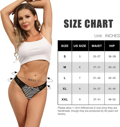 Vista 5 de ADOVAKKER Tanga sexy de algodón para mujer con encaje en T en la espalda, paquete de 6, multicolor