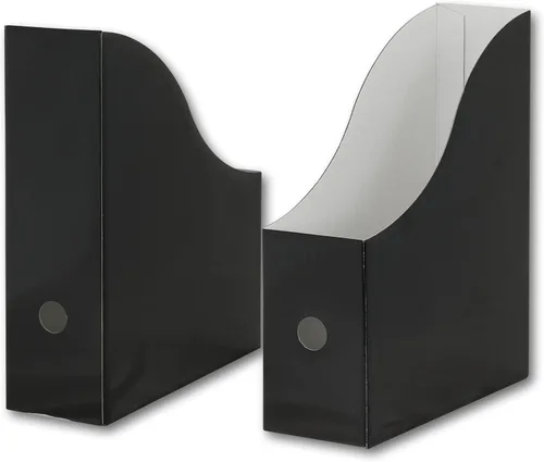 Vista 3 de Simple Houseware Paquete de 6 cajas para archivadores de revistas, organizador de cartón plegable, color negro