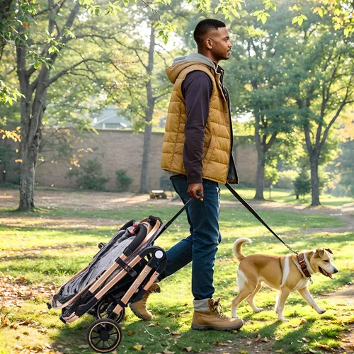 Vista 3 de [Usado] Cochecito para perros de 45 libras de peso máximo – Cochecito de mascotas 3 en 1 con cesta de almacenamiento desmontable, 4 ruedas de goma