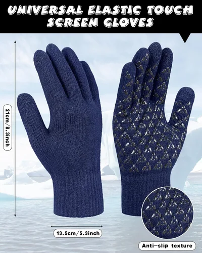 Vista 3 de 8 piezas de gorro de invierno bufanda con pantalla táctil guantes y calcetines conjunto de gorros de punto holgado con forro polar calentador