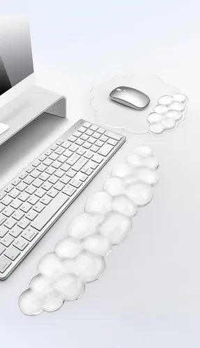 Vista 9 de Alfombrilla para mouse con reposamuñecas, juego de almohadillas de mouse de gel suave con soporte de muñeca de mano, bonitos accesorios