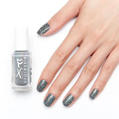 Vista 9 de essie Expressie FX - Esmalte de uñas vegano de secado rápido, capa superior con purpurina plateada, 0.33 onzas líquidas