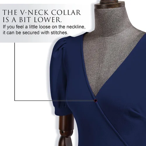 Vista 6 de AISIZE Vestido de cóctel vintage con cuello en V y dobladillo con volantes para mujer