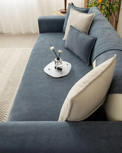 Vista 11 de vctops Funda de sofá con diseño de rayas cheurón estilo granja, protector de muebles de color sólido, funda de sofá suave antideslizante para Verde