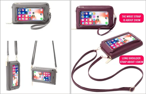 Vista 5 de Bolsa pequeña para teléfono con pantalla táctil con bloqueo RFID, bolso bandolera para mujer