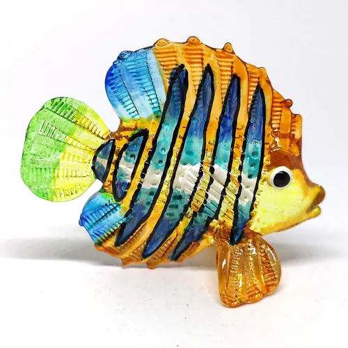 Vista 2 de Acuario Artesanía Miniatura de Vidrio Soplado a Mano Figura de Peces Coleccionables
