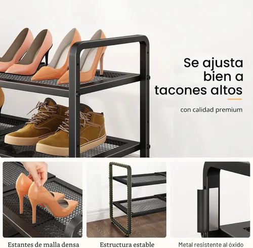 Vista 5 de Estante para zapatos SNTD - Organizador de zapatos ampliable para armario, estante de almacenamiento de zapatos de metal ajustable, soporte