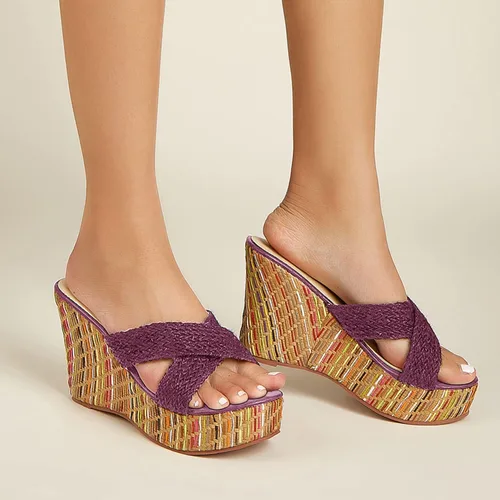 Vista 4 de getmorebeauty Sandalias de cuña para mujer, sandalias casuales de verano con plataforma