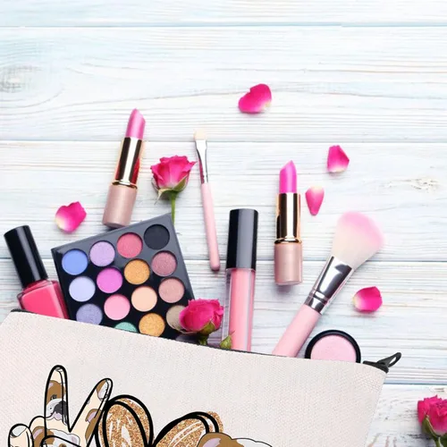 Vista 4 de BDPWSS Bolsa de maquillaje Bulldog, regalos para amantes de los bulldogs, regalos de paz y amor, regalos para mujeres, Bulldog mamá, kit
